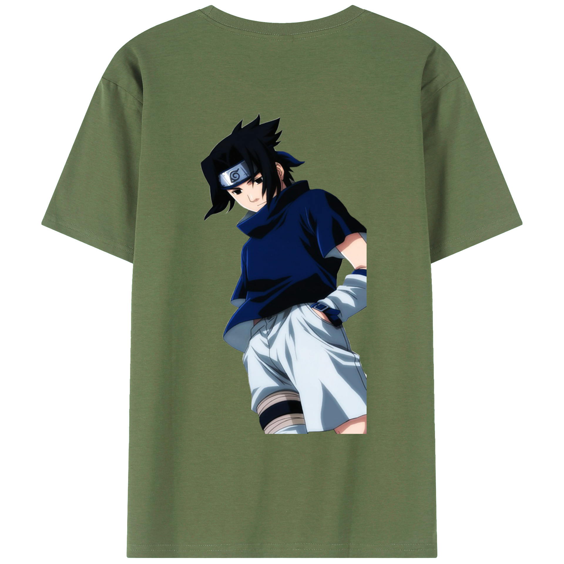 （画像用） NARUTO -ナルト- うちは サスケ Uchiha Sasuke 綿100％ メンズ半袖Tシャツ（バックプリント） 通気性